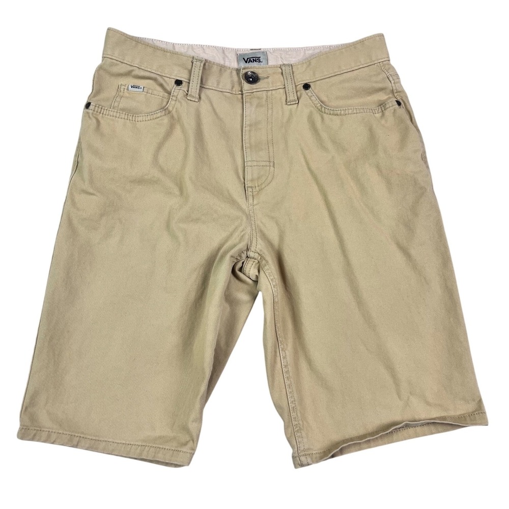Vans Mens Chino Shorts Tan Khaki Size 28 Skater Streetwear Casual Cotton Blend